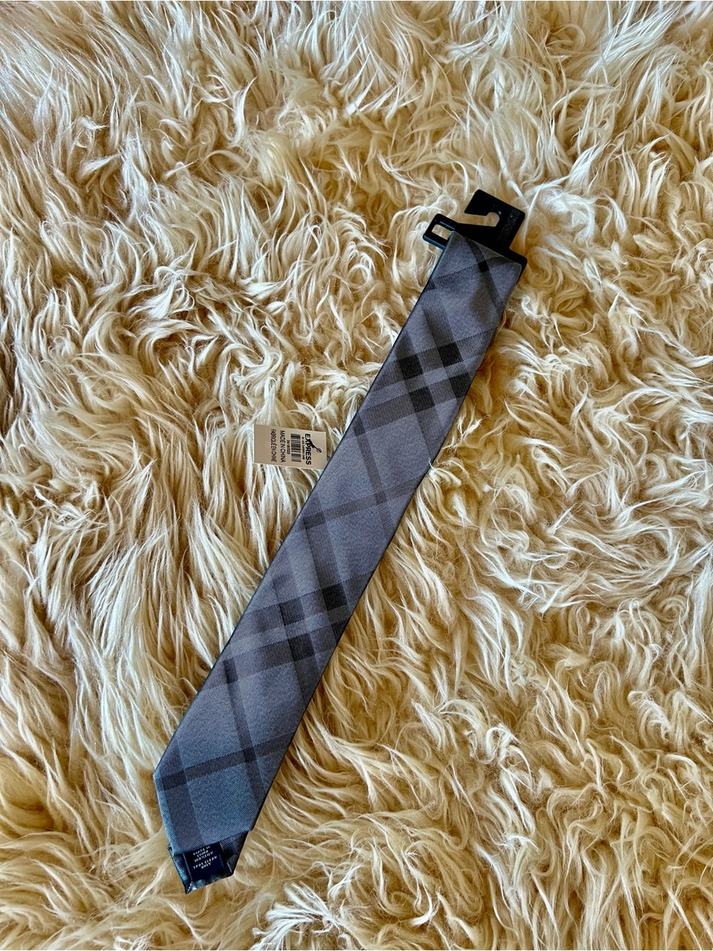 Express Men's Gray Plaid Tie